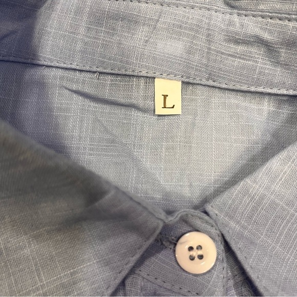 Women’s Blue Peplum back button down shirt - Picture 7 of 9